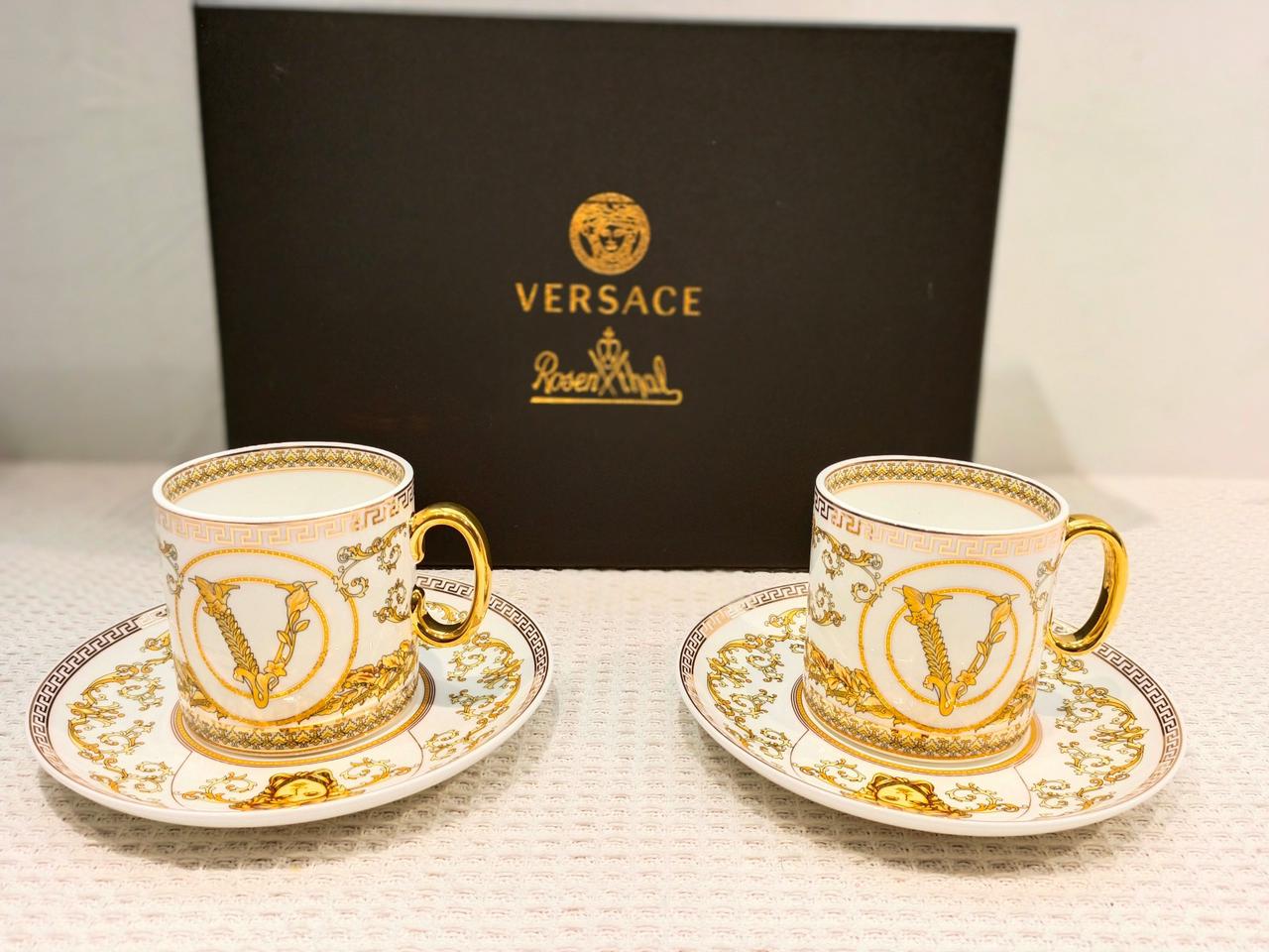 Versace Tea set of two cups many colors available